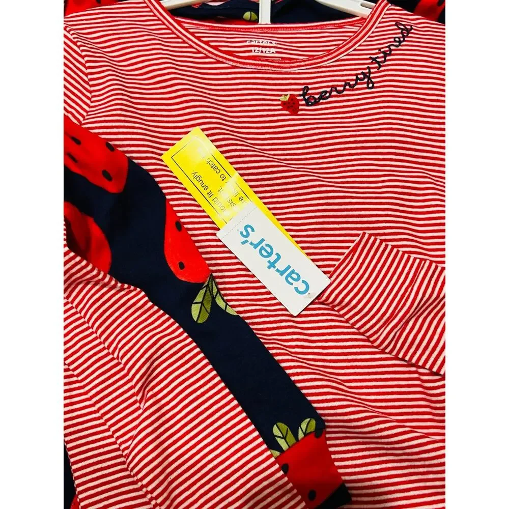 NWT❤️Carter’s Girls 4-Piece Tops & Bottoms Strawberry Pajama Set sz12